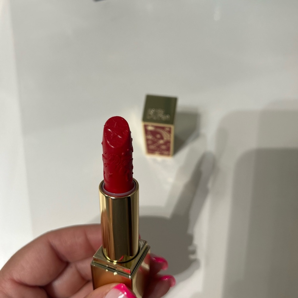 Estee Lauder Red Lipstick in Gold Tube